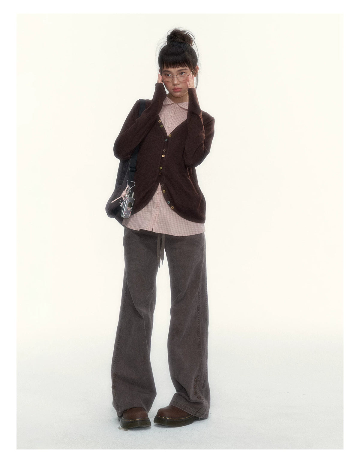 "A Season Called Autumn" Coffee Brown Vintage Washed Wide-Leg Utility Pants
