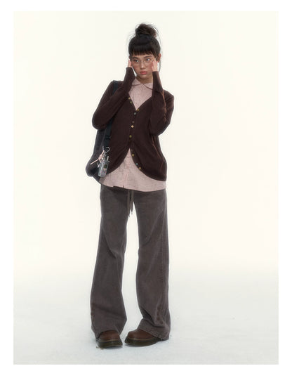 "A Season Called Autumn" Coffee Brown Vintage Washed Wide-Leg Utility Pants