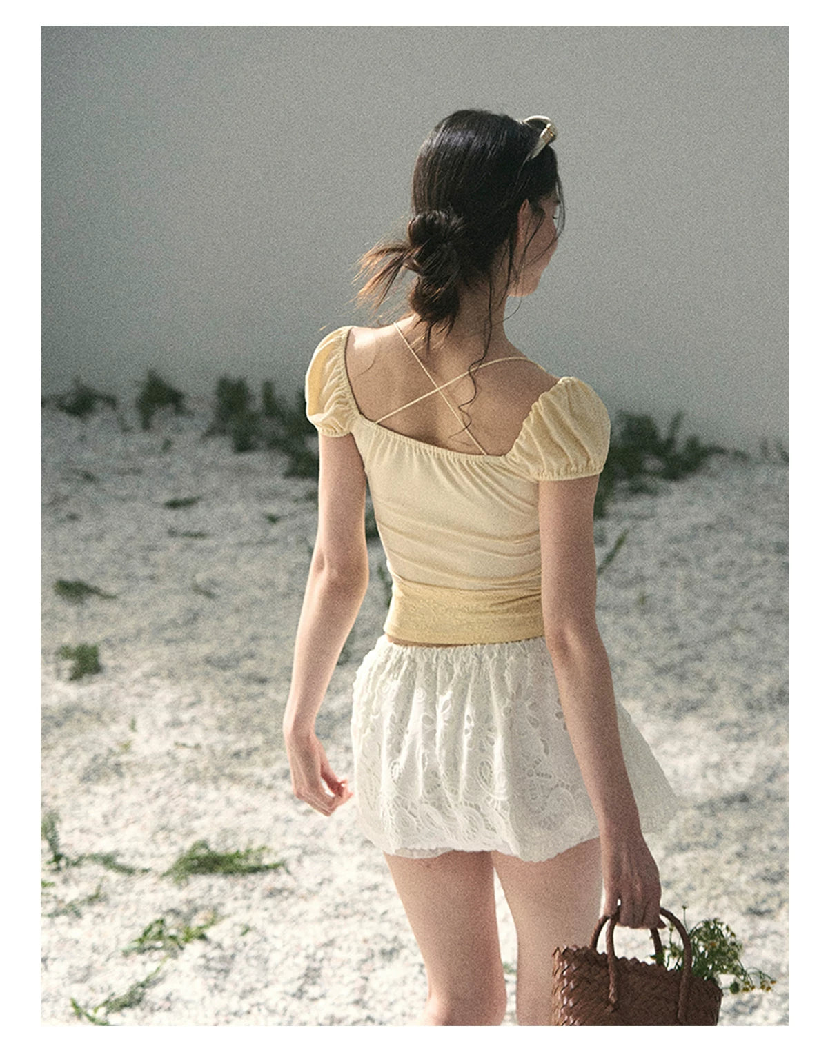 “Lost in Your Embrace” Gardenia White Lace Puff Skort