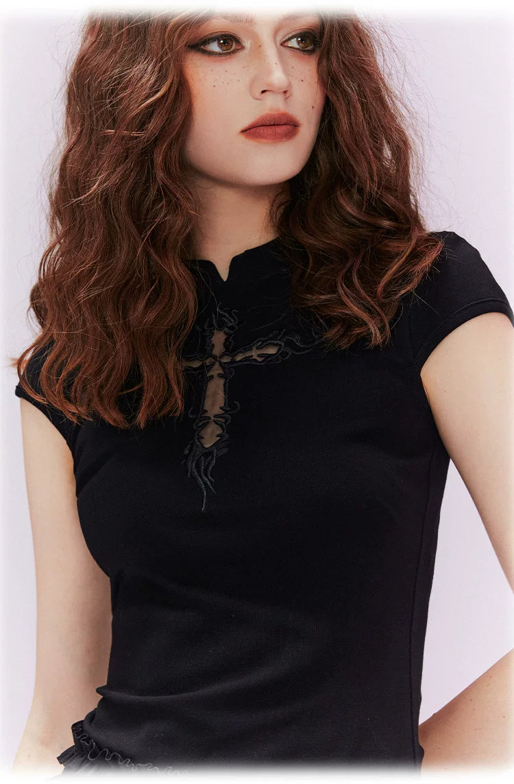 "Covenant × Cross" Slim-Fit Cheongsam-Inspired Dress