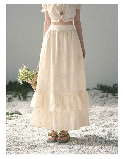“Fallen Into the Garden” Dutch Cream Two-Piece Skirt Set 5635432
