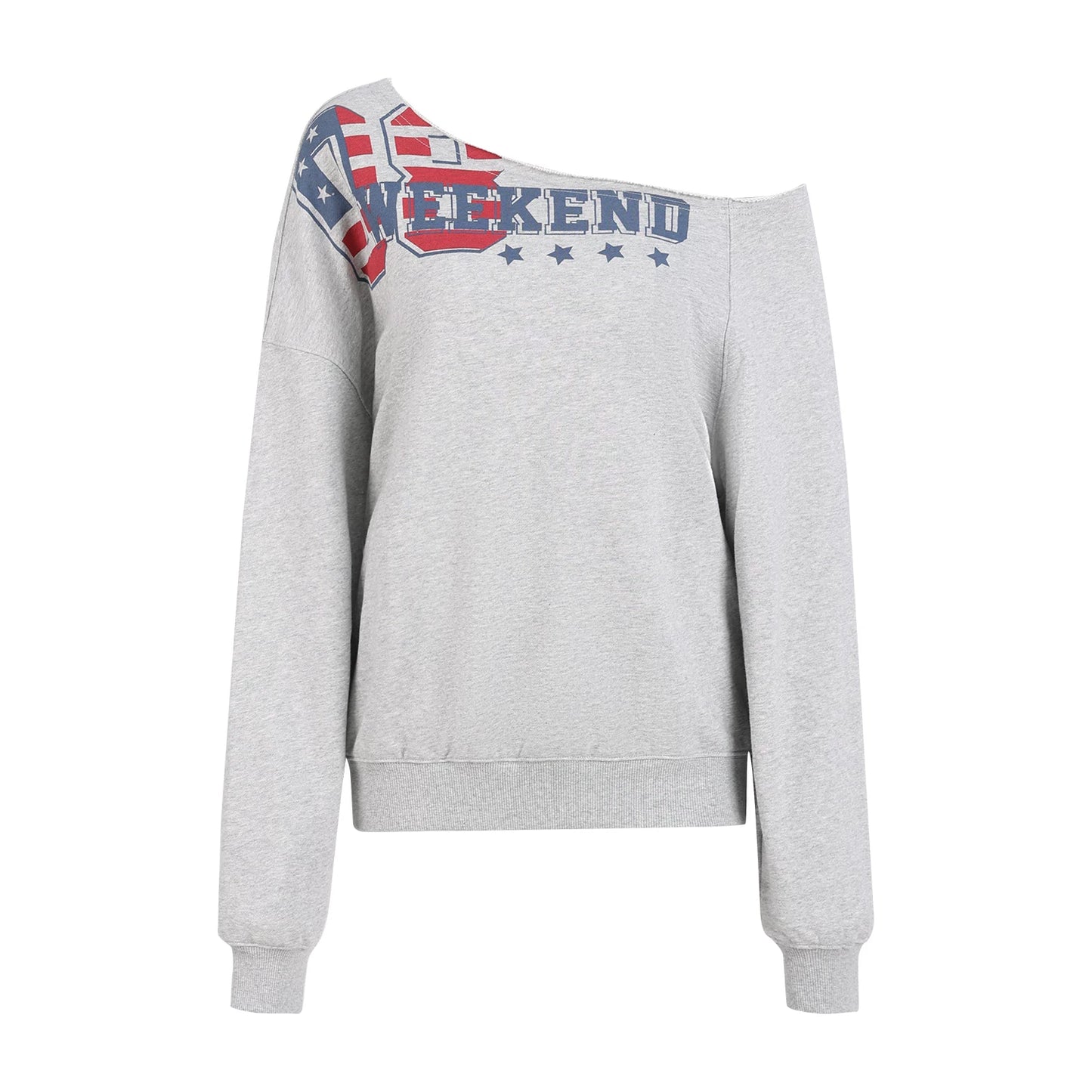 "Heritage Flight" Gray Off-Shoulder Sweatshirt
