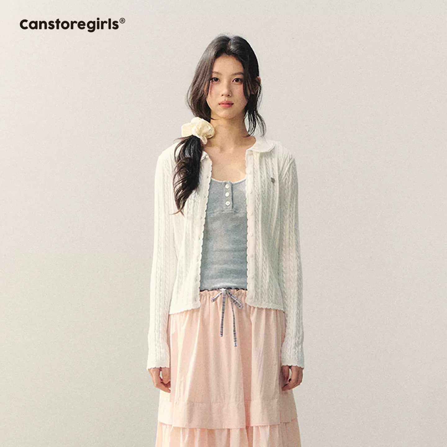 "Milky Bear Mood" Detachable Collar Knit Cardigan LL2026009