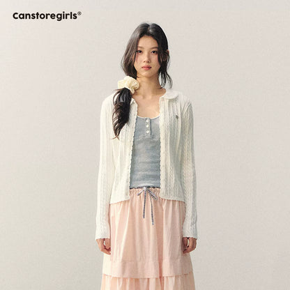 "Milky Bear Mood" Detachable Collar Knit Cardigan LL2026009