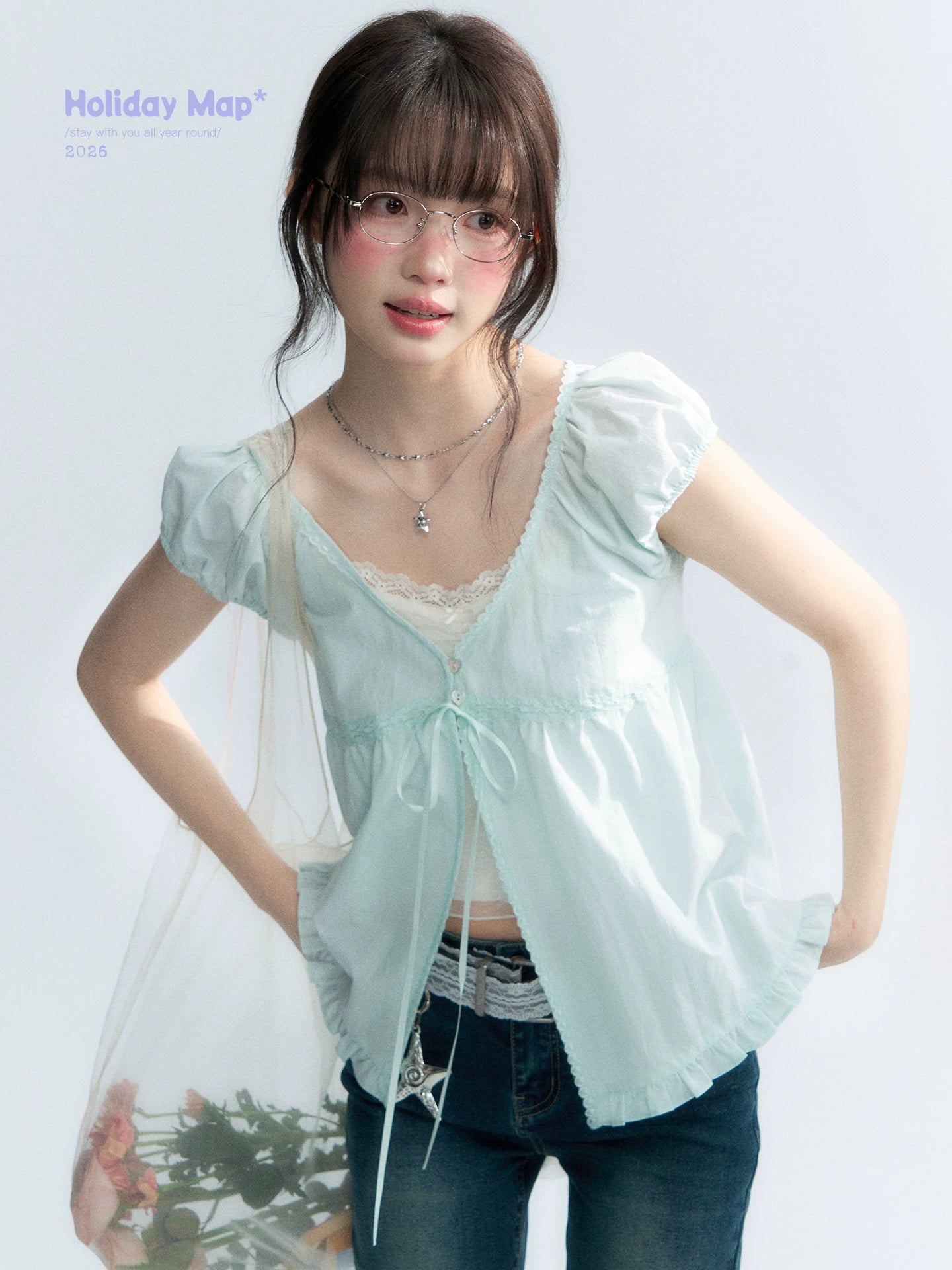 "First Confession" Ivory Lace Bow Cami Top