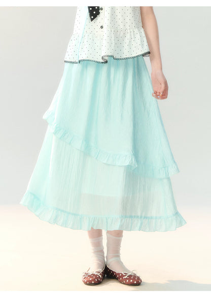 "Polka Dot Water Dream" Mint Green Ruffle Skirt Set PP2026229