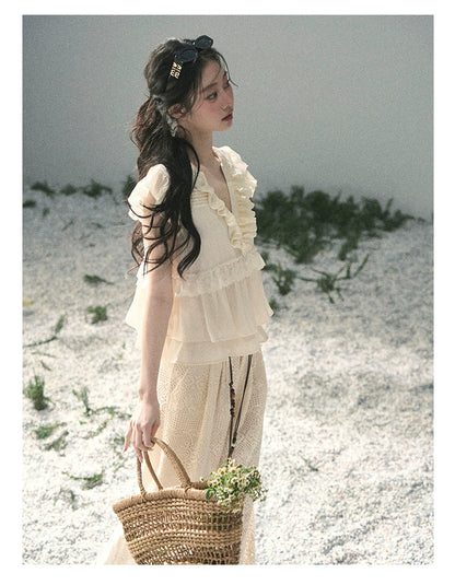 “Sunlight on My Heart” Ivory Lace Babydoll Blouse