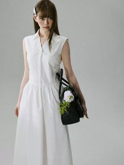 LOST FOREST - White Lyocell-Cotton Tie-Strap Pocket Maxi Dress