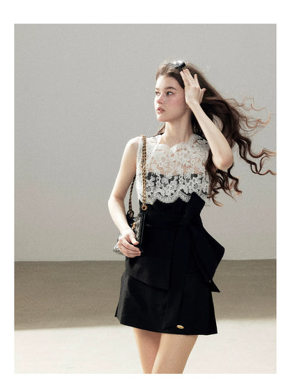 "The Quiet Strength" Black Iris Lace Sleeveless Crop Top