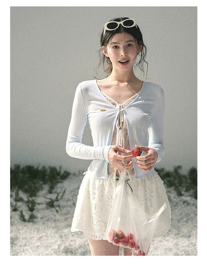 “Dreams Between Seams” Baby Blue Layered Lace Top