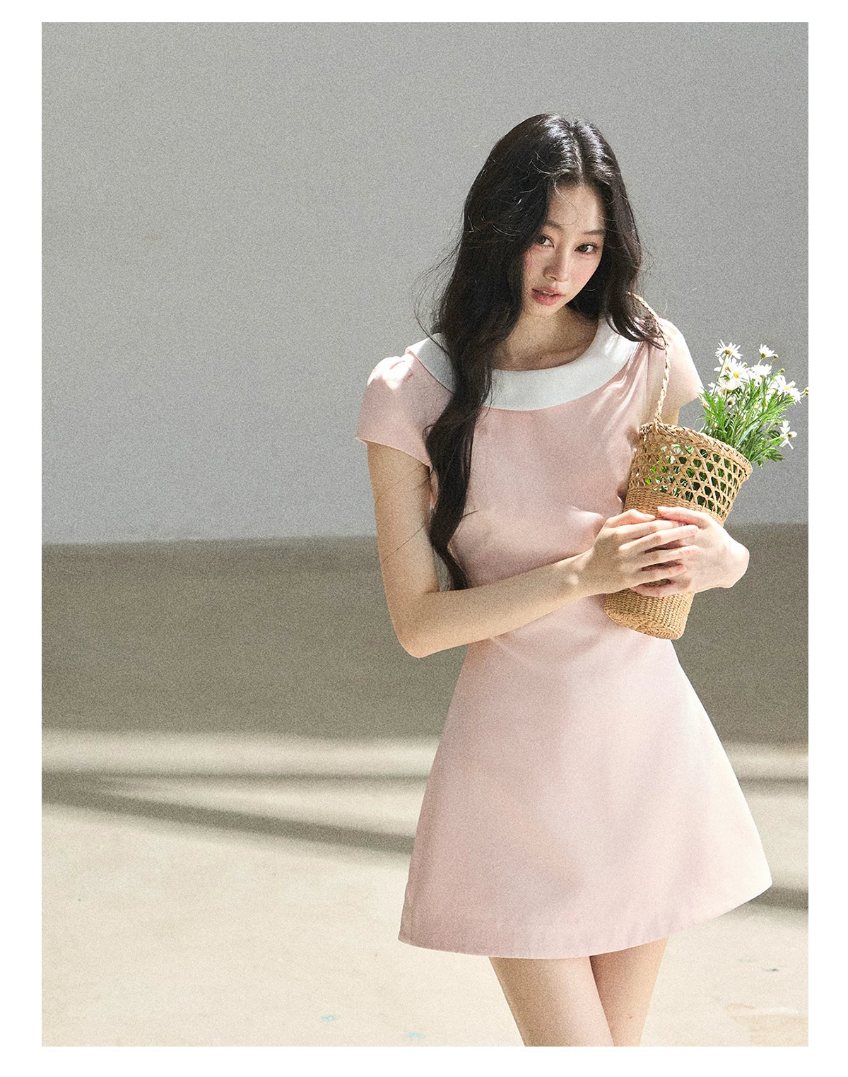 "First Bloom" Pink Mist Satin Puff Mini Dress