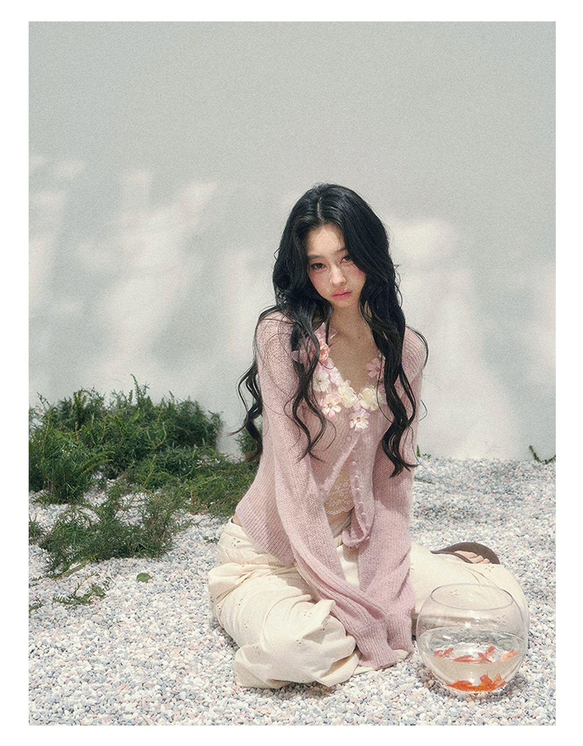 "Translucent Skin" Cream Apricot Lace Camisole Top 455335