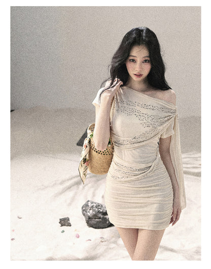 “Frosted Kiss” Milk Apricot Mini Dress