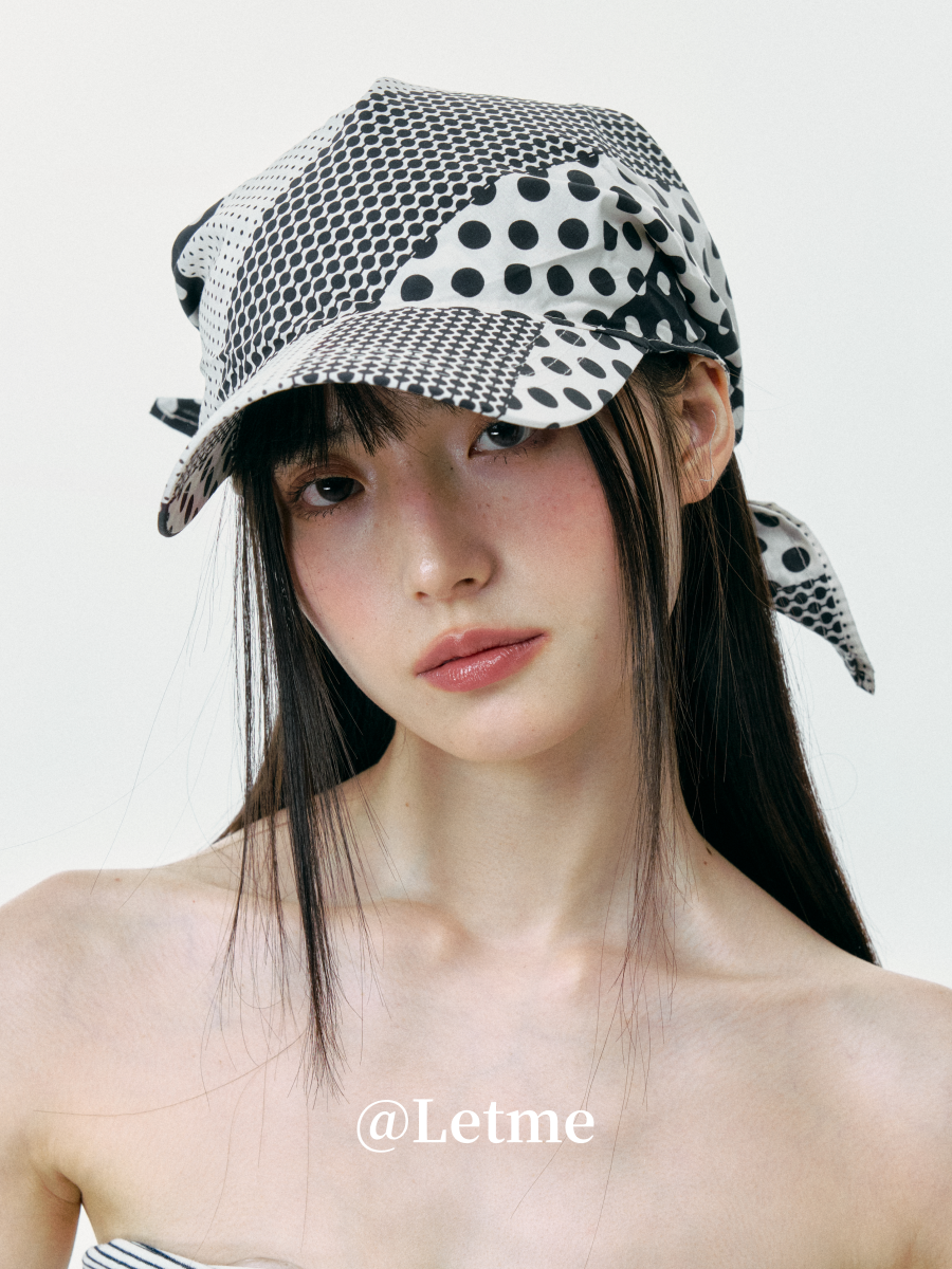 Polka Dot Color-Block Headscarf Cap – Korean Style Baseball Hat