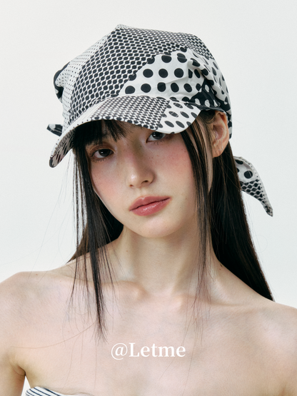 Polka Dot Color-Block Headscarf Cap – Korean Style Baseball Hat