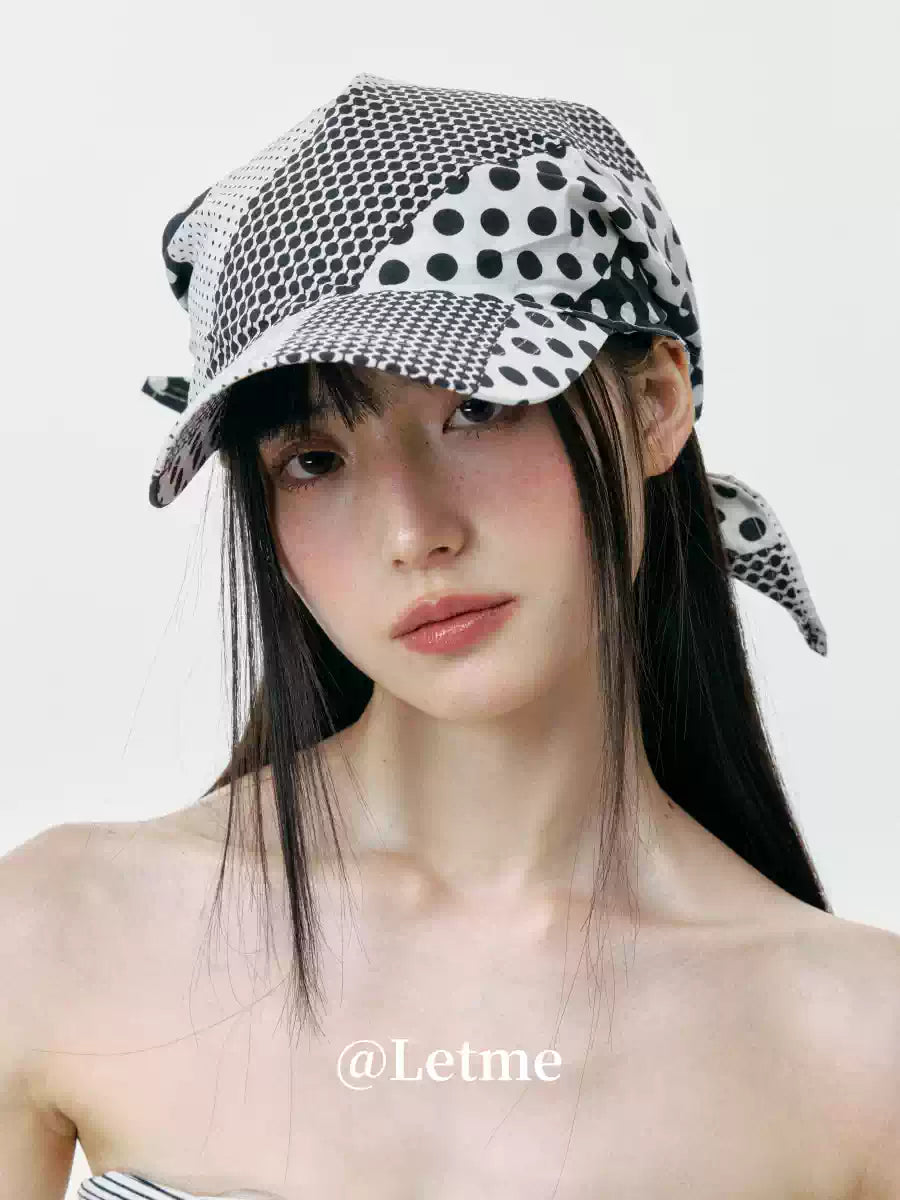 Polka Dot Color-Block Headscarf Cap – Korean Style Baseball Hat