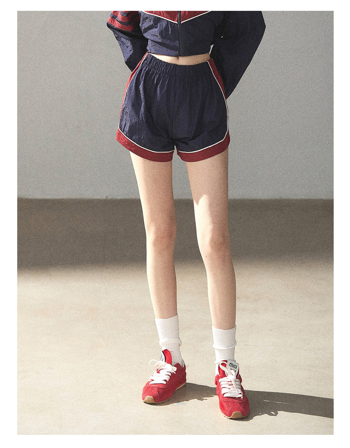 170726 "Keep Running" Navy Blue Retro Track Jacket & Shorts Set
