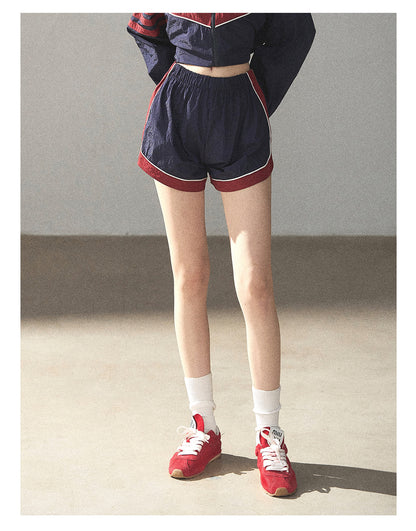 170726 "Keep Running" Navy Blue Retro Track Jacket & Shorts Set