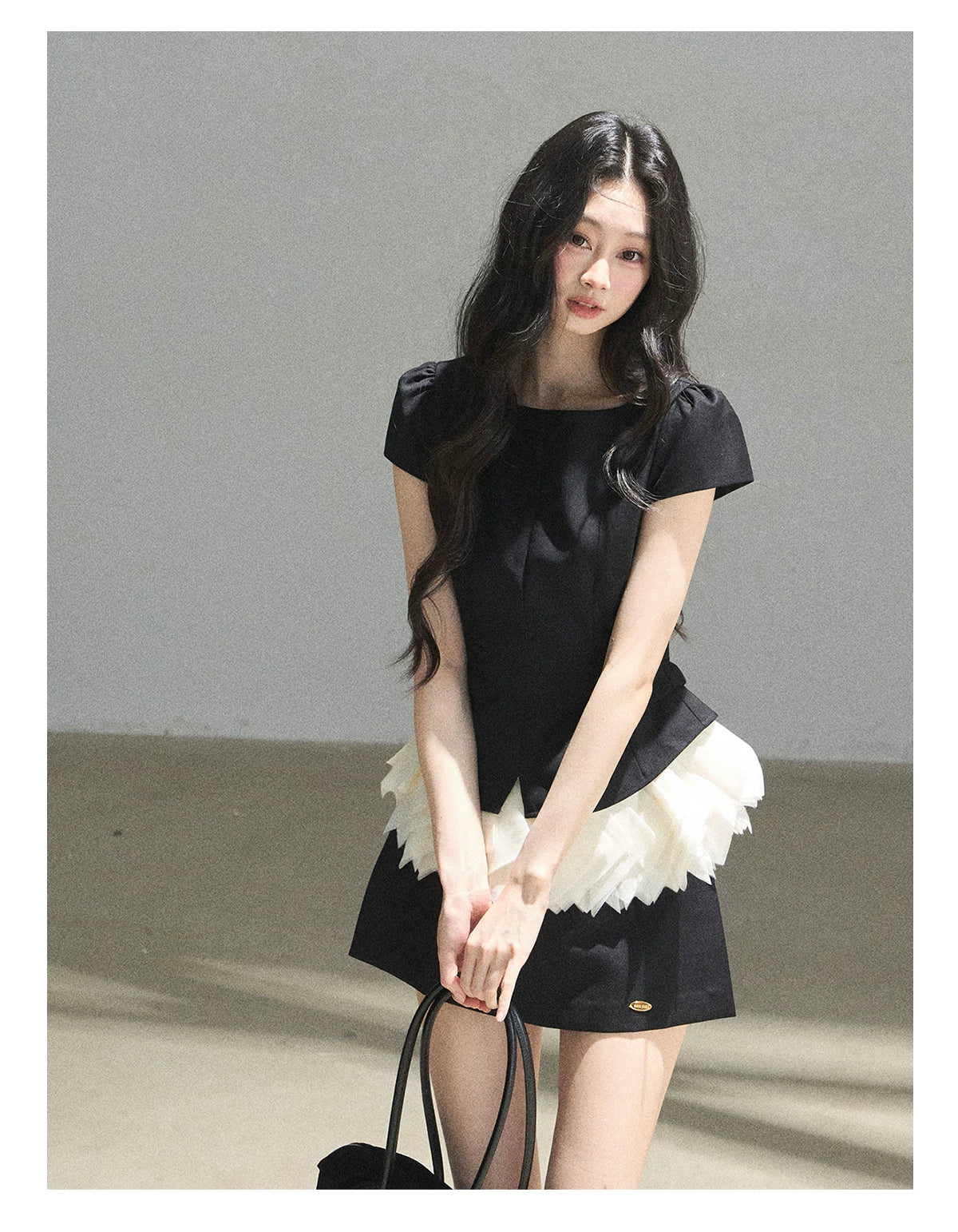 "Her Black & White Poem" Elegant Contrast Two-Piece Set