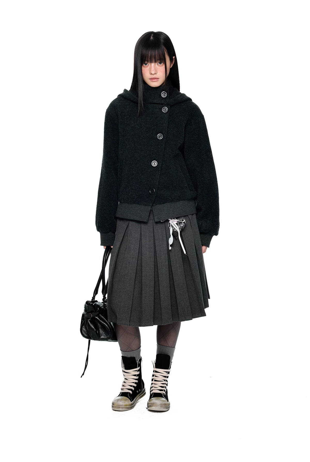 EZEK | Preppy Hooded Wool Blend Jacket with Button Front