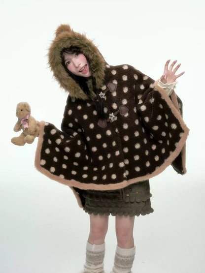 BIBIBENCY - Brown Faux-Wool Coat with Plush Polyester Lining
