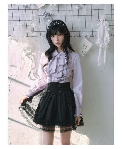 "Royal Lavender" Victorian Layered Collection (Ruffle Shirt / High-Waist Skirt / Mesh Overlay Skirt)