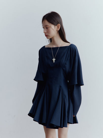 FUSSED Midnight Butterfly Deconstructed Layered Dress – Eclipse Blue FOF-25SS139