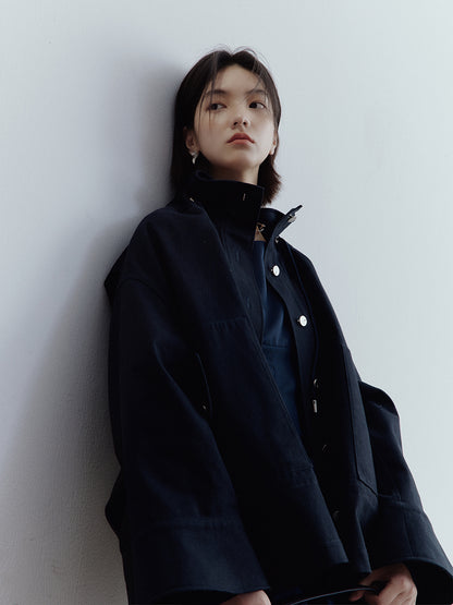 FUSSED Blues Prussian Blue Workwear Jacket – Dusky Blue Cotton FOF-25SS162
