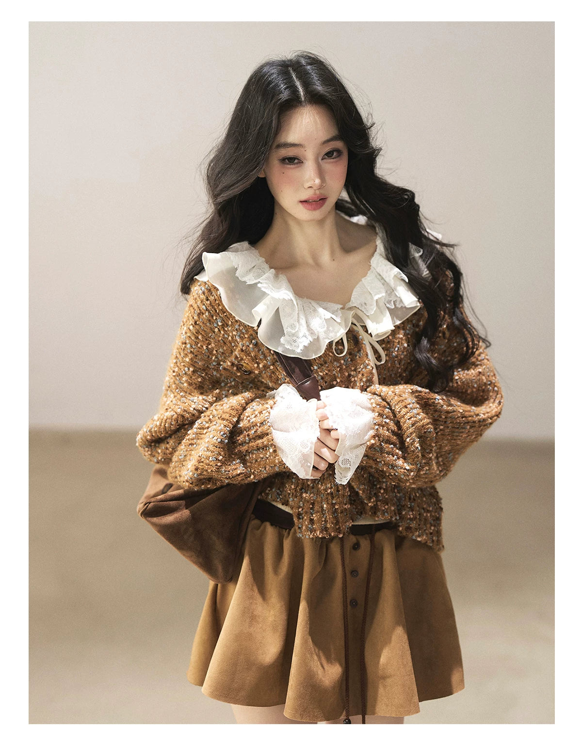 AOMALM - Toasted Pecan Marled Knit Cardigan