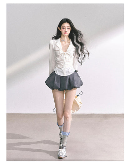 少也眼 "K-Drama White Moonlight" Soft Sophisticate Blouse - White 486864