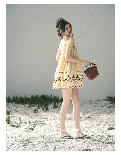 “Ripples Along the Hem” Butter Yellow Reversible Babydoll Dress