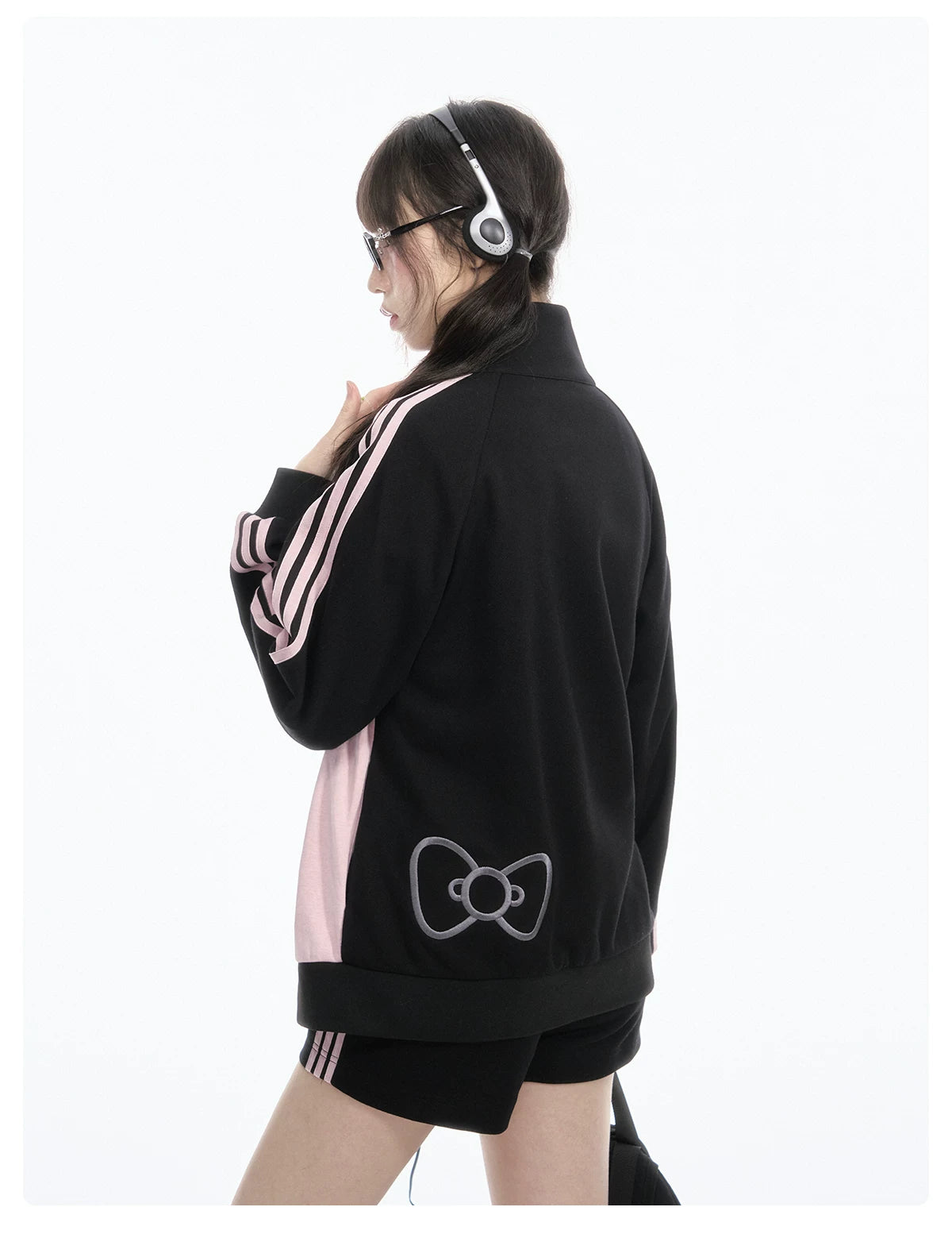 170726K "Pink Velocity" Black Athletic Collection (Track Jacket / Athletic Shorts / Bow Track Pants)
