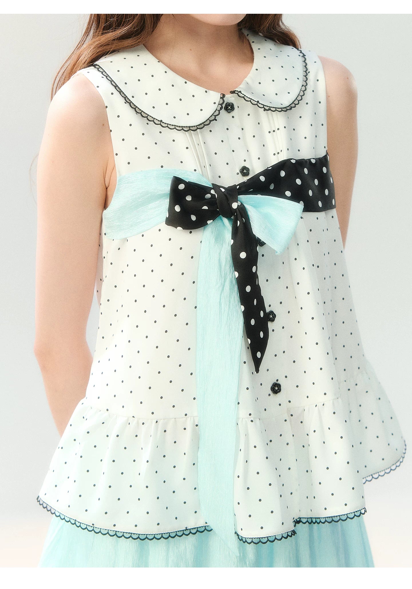 "Polka Dot Water Dream" Mint Green Ruffle Skirt Set PP2026229