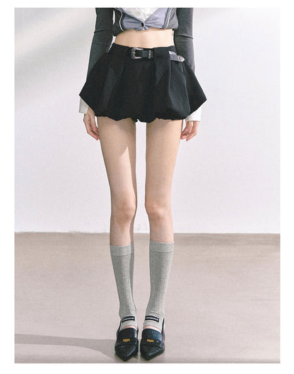 少也眼 “City Muse" High-Waist Tulip Mini Skirt - Black 7520678