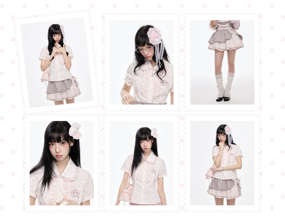 “Melly Melly” Cream & Gray Japanese School Girl Set