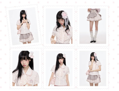 “Melly Melly” Cream & Gray Japanese School Girl Set