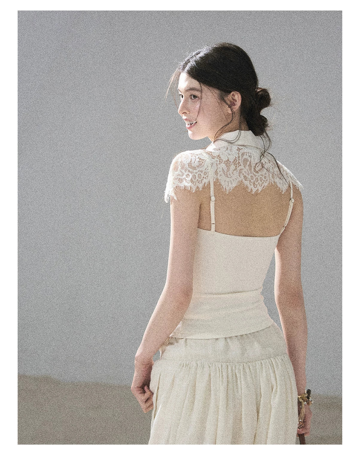 "Moonlit Rose Sonata" Cream Ivory Cami Top & Cape Set