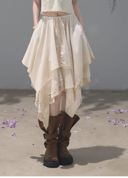 OAKMOO/ Distressed Slouchy Mid-Calf Combat Boots with Layered Straps