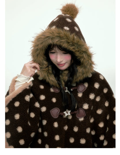 BIBIBENCY - Brown Faux-Wool Coat with Plush Polyester Lining