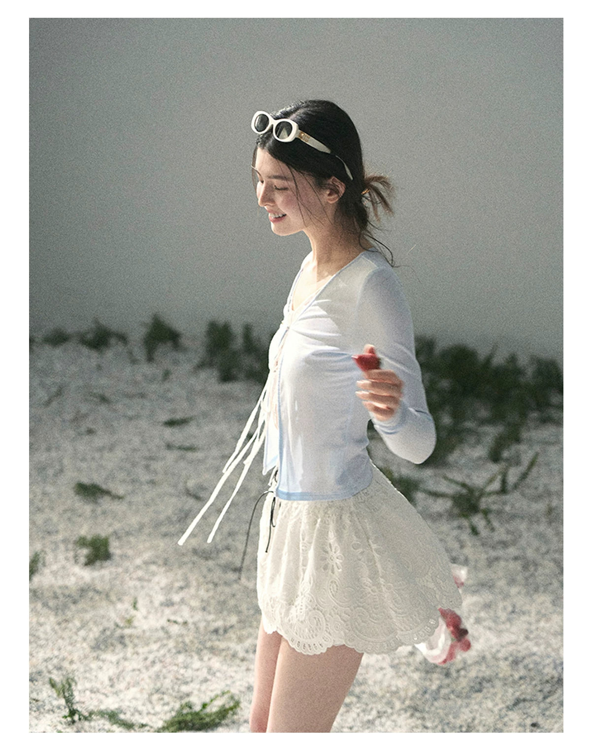 “Dreams Between Seams” Baby Blue Layered Lace Top