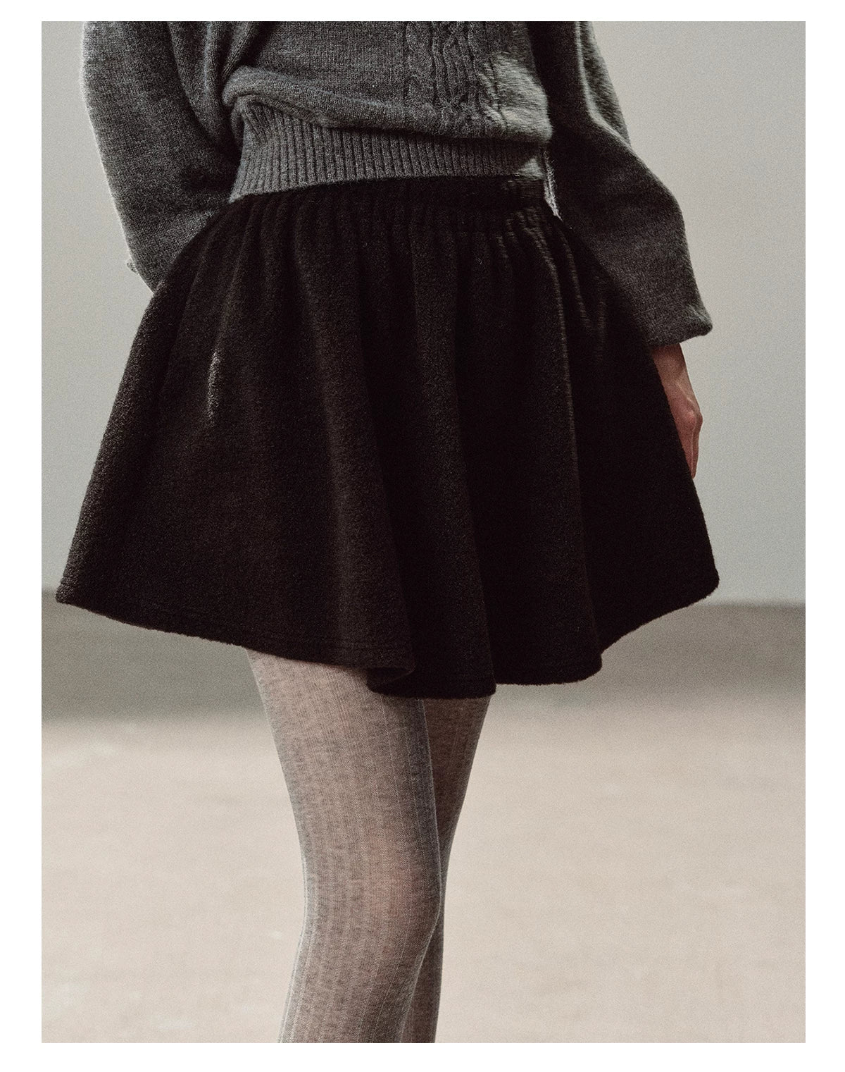 AOMALM - "Winter Traces" Black Pleated A-Line Mini Skirt