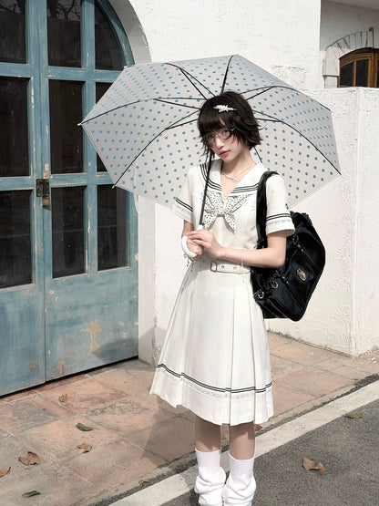“Pearl Blossom” White Showa-Inspired Sailor Uniform Set