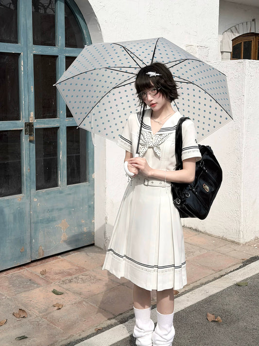 “Pearl Blossom” White Showa-Inspired Sailor Uniform Set