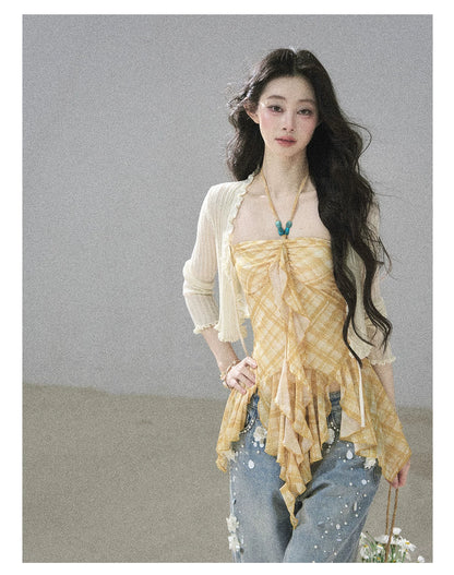 "Starlit Grace" Mist Blue Handmade Floral Wide-Leg Jeans