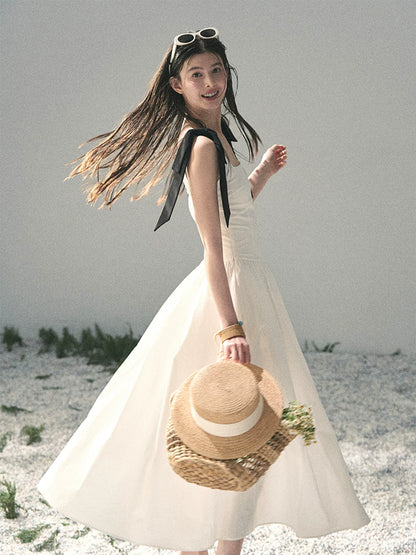 "Whispered Spring Midnight" Gardenia White Maxi Sundress 84545