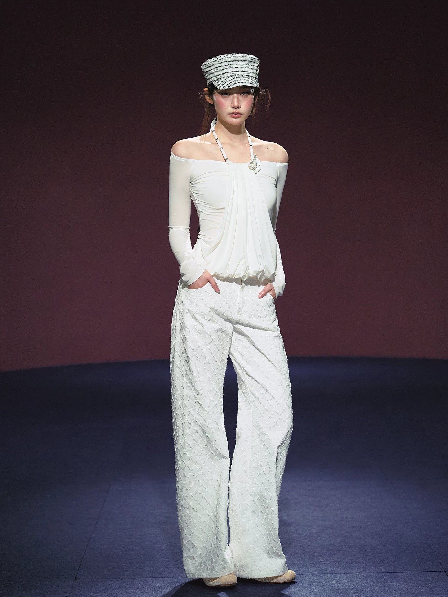 White High-Waisted Wide-Leg Cotton Jeans