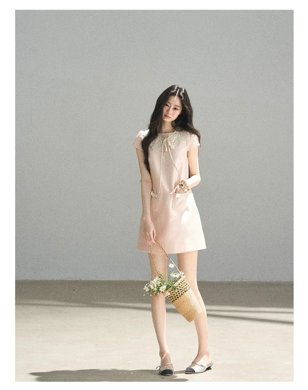 "Blush Haze" Cinnamon Pink Lace Babydoll Mini Dress