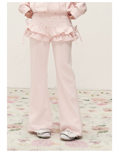 [RF] Polka Dot Hoodie and Pants Set with Zip Closure in Soft Pink