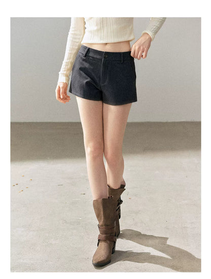 AOMALM - Deep Slate Gray Tailored Blazer & Shorts Set