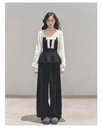 少也眼 "Lingering Warmth" Princess-Style Two-Piece Winter Set - Black/White 543545141